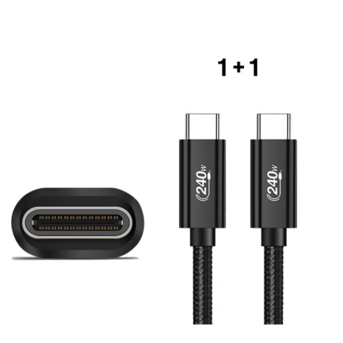 C to C타입 초 고속 충전케이블 240W, 2개, 블랙, 1m