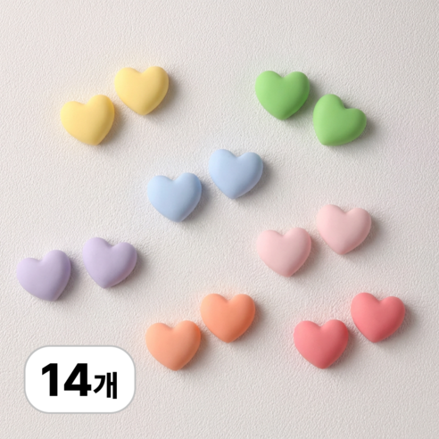 로멀리 파스텔 하트 냉장고 자석 14p, 혼합색상