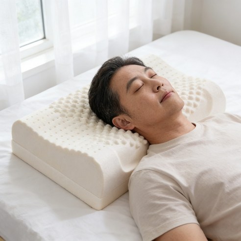 IMIS 높이 조절형 라텍스 경추 베개+ 내부 베개커버 + 외부 베개커버 (2가지 타입 가능), 1개, 화이트