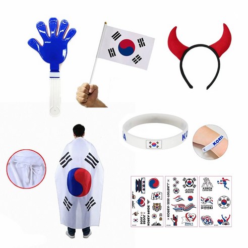 월드컵 붉은 악마 응원 세트 대한민국 축구 응원 용품, 1개
