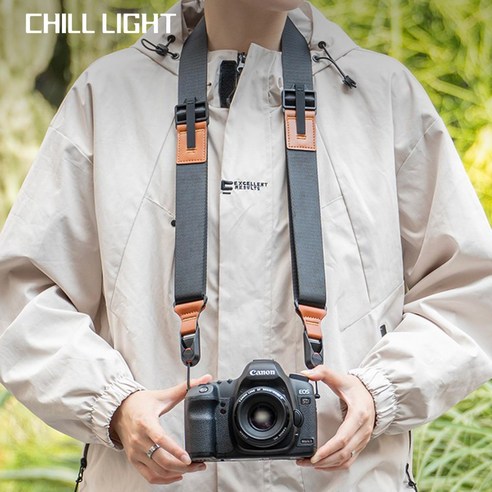 CHILL LIGHT 숄더 감압 스트랩 퀵 릴리즈 퀵 장착 플레이트 소니 캐논 후지 니콘 등 다양한 카메라 호환 크로스 스트랩 손목 밴드, 1개, 블랙
