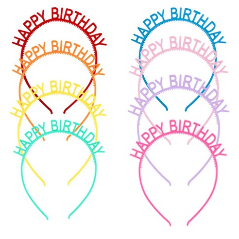 해피벌스데이 생일머리띠 홈 파티 축하 이벤트용품, 8개, 혼합