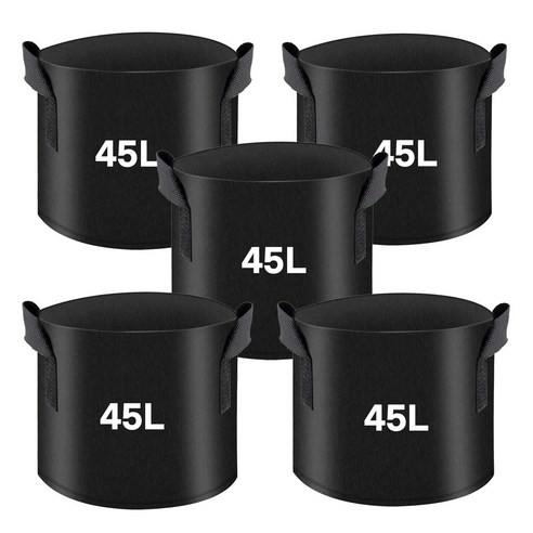 식물 부직포 화분 블루베리화분 45L x 5P 베란다 패브릭화분 미니텃밭 테라스 대형 화분, 5개, 블랙