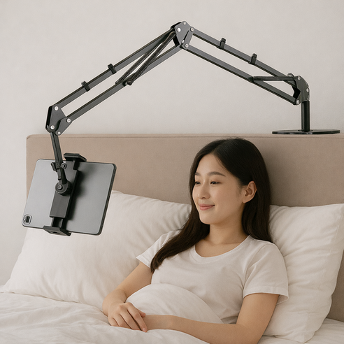 셀그립 침대 태블릿 핸드폰거치대, 블랙, 1개