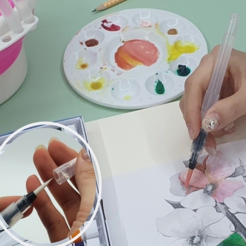 하노빅 워터브러쉬 물붓 중 수채화붓 물붓펜 미술붓, 1개, 상세참조