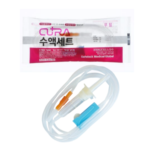 큐라 수액세트 일자형 무침 수액줄 IV SET 일자수액, 25개