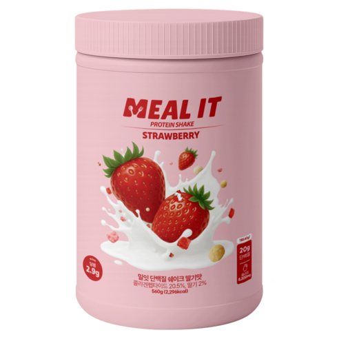 밀잇 식단관리 단백질 쉐이크 딸기맛, 1개, 560g