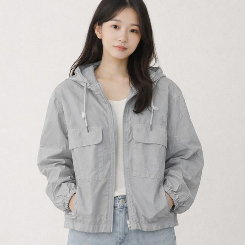 클로버스토리즈 자연주름 배살커버 가오리 오버핏 경량 후드 집업 바람막이 자켓