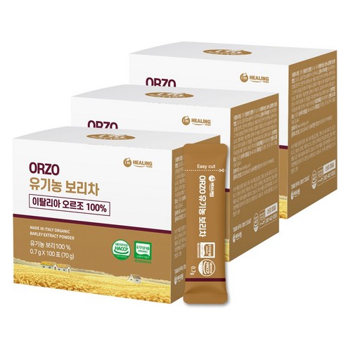 아임힐링 오르조 유기농 보리차 식약청 인증 한잔용 보리차, 700mg, 100개입, 3개
