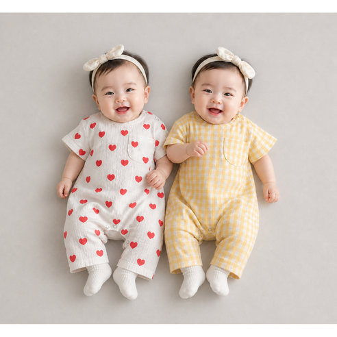 로이앤한나 3개월 6개월 9개월 돌 여아 남아 유아 여름 슬랍 반팔 우주복