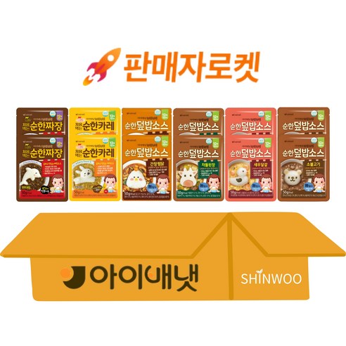 아이배냇 유아용 베베 순한 덮밥 소스 6종 짜장2+카레2+새우달걀2+소불고기2+차돌된장2+간장찜닭2, 50g, 12개, 카레+짜장+새우+소불고기+차돌된장+간장찜닭 2개씩