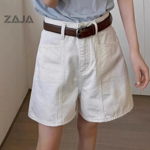 ZAJA 여성 데님 반바지 여름 하이웨스트 A라인 청반바지