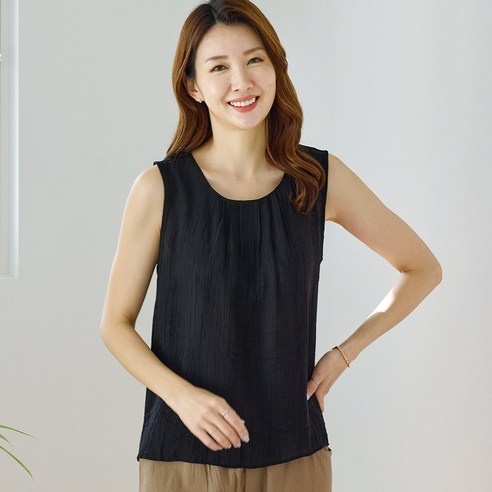 여성 여름 인견 실크터치 링클 나시 블라우스 빅사이즈
