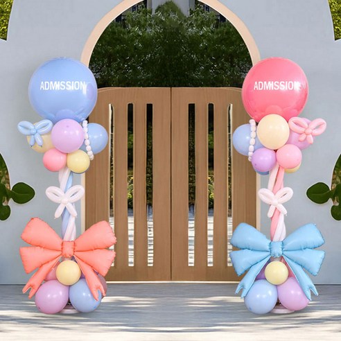 Patirang Haeng Use Ribon Pungseon Gidung Set 2 Pack , 1 Set , 26) Pink Blue Pack Hak ([파티랑]행사용 리본 풍선 기둥 세트 2입, 1세트, 26)핑크블루 입학)