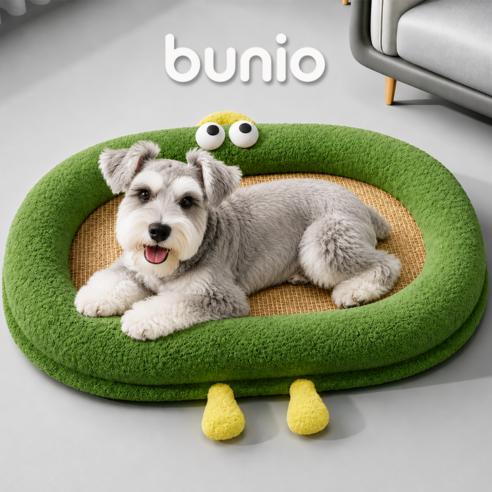 BUNIO 강아지 쿨매트 귀여운 고양이 방석 등나무 냉감 라탄 통기성 여름 냉감패드, 1세트, 그린