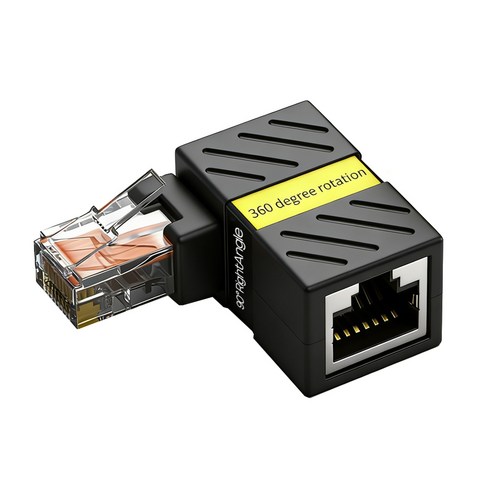 CAT5 / CAT6 L형 RJ45 커플러 Male to Female 90도 어댑터 360도 회전 랜연장, 1개, RJ45/8P8C