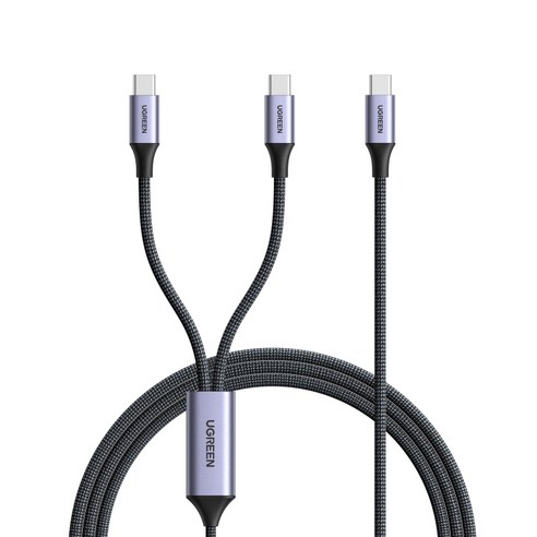 UGREEN 유그린 2in1 C-C타입 140W 고속충전 데이터 케이블 PD3.1 올인원 초고속 충전 데이터 메쉬 케이블 맥북 아이폰 삼성 샤오미 호환, 1개, 스페이스 그레이, 1.5m