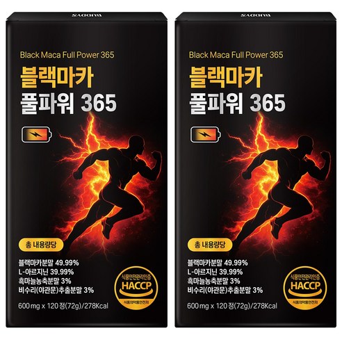 [정품] 블랙마카 아르기닌 풀파워 365, 2개, 120정
