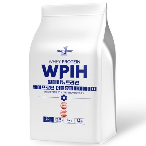 원데이뉴트리션 WPIH 웨이프로틴 단백질 포대유청 1.3kg, 1개 운동러 솔직 후기 | 실사용 리뷰 - 상품 이미지 1