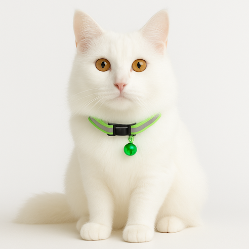 엘뉴본 고양이 방울 목걸이 야광, 1개, 세룰리언 파인 초록