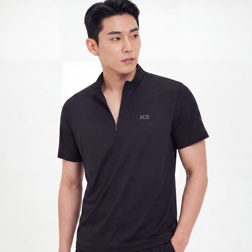 K2 남성 메쉬 반팔 집업티 냉감 소재 아웃도어 일상복 등산복 티셔츠