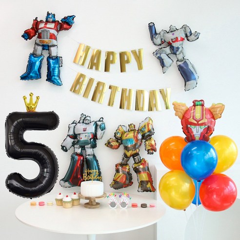헬로 카봇 로봇 풍선 생일파티세트, 골드5, 골드5, 1세트