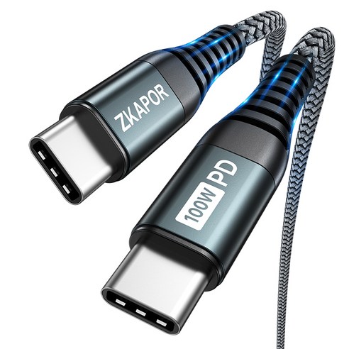 즈카포르 E Marker 칩 100W C to C PD 초고속충전 케이블, 회색, 2m, 1개