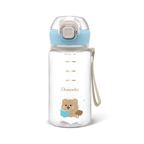 다소다 원터치 트라이탄 허그보틀 어린이 물통 스트랩세트, 1개, 400ml, 블루밍소다