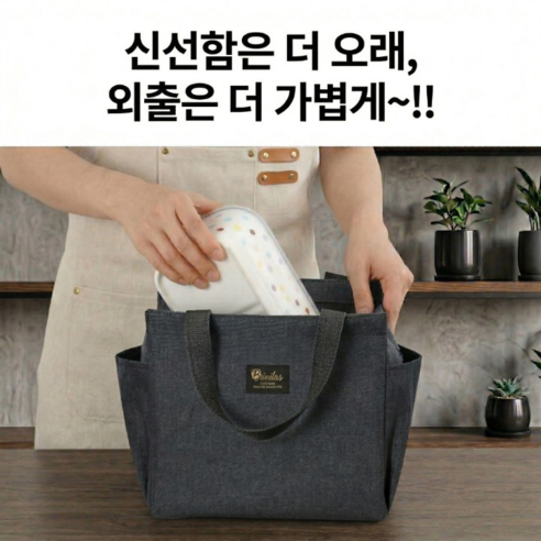 아우리온 신선보관 간편휴대 넉넉보관 보냉가방, 1개, 블랙