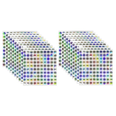 레이저 1-1000 숫자 방수 넘버 스티커, 2세트, 실버(S14080) 1000PCS