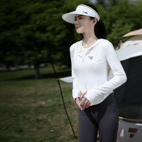 스타일닥터 여성용 여름 UPF50+ 자외선차단복 후드집업 야외 골프 아이스실 통기성 슬림핏