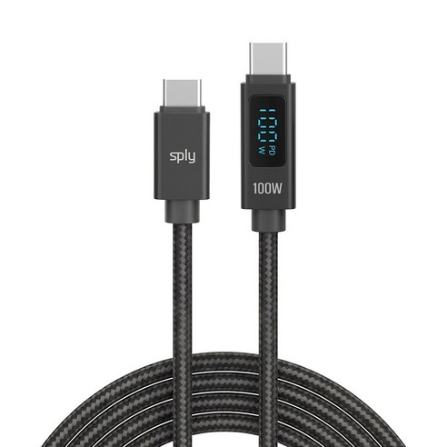 스플리 디스플레이 100W CtoC 초고속 충전 케이블, 1개, 블랙, 3m