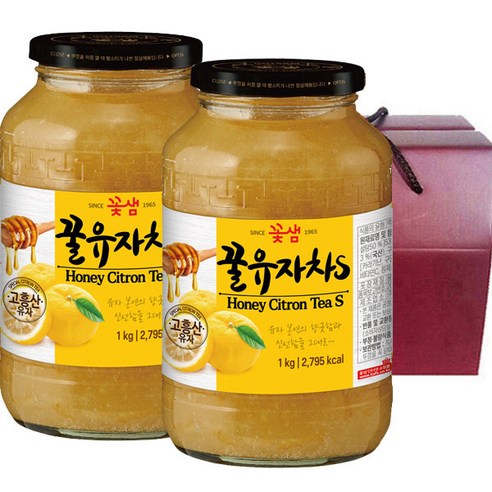 꽃샘 액상차 선물세트 1호 꿀유자차 1kg+꿀유자차 1kg - 유자차 | 쿠팡