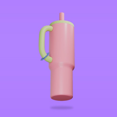 오까사 대용량 W 텀블러 스텐 손잡이, 1개, 1.2L, 딥핑크 그린