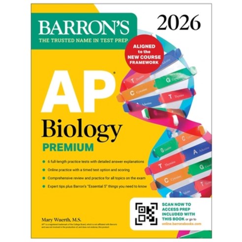(영문도서)AP Biology Premium 2026: Prep Book with 6 Practice Tests + Comprehensive Review... Paperback, Barrons Educational Services, English, 9781506296708