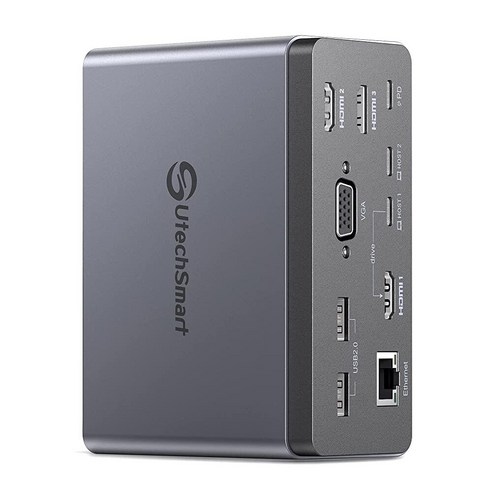 UtechSmart 19 in 1 쿼드러플 모니터 노트북 USB C 도킹 스테이션 - USB허브 | 쿠팡