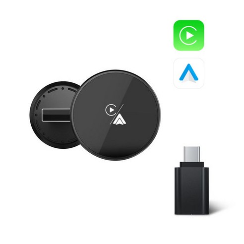와이피 차량용 무선 안드로이드 오토 카플레이 호환 USB-A / Type-C 지원 원클릭 블루투스 연결, 블랙, YP-CA30