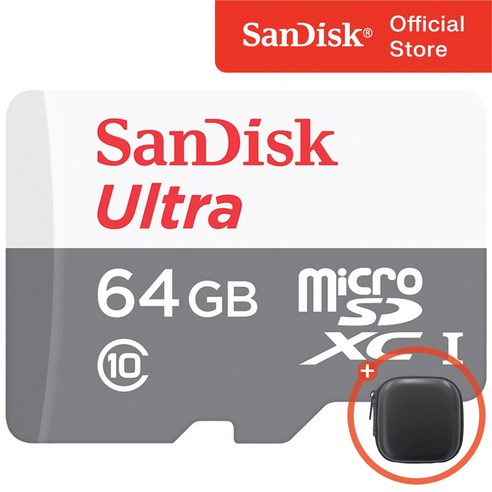 샌디스크 울트라 라이트 마이크로 SD 카드 + 보관 케이스 패키지, 64GB, 1개