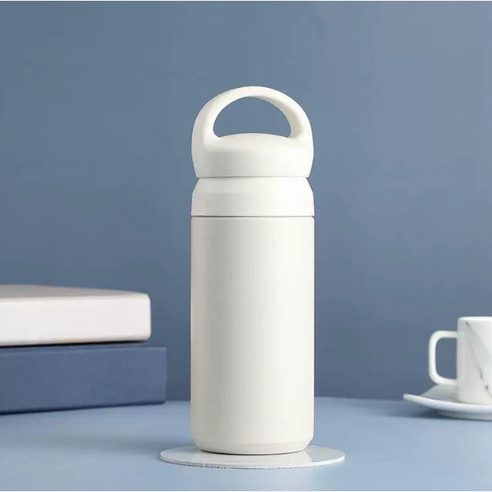 다일리아 보온 보냉 스텐 텀블러 우주인 다이노 텀꾸 스티커 포함 물병, 베이지, 1개, 350ml