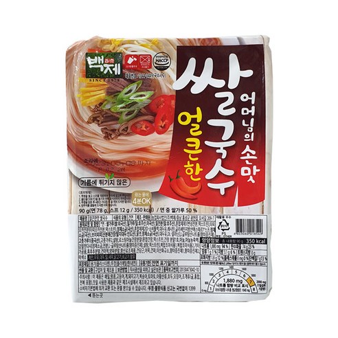 백제 용기 쌀국수 얼큰한맛, 90g, 1개
