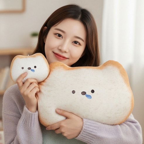 [키링 추가증정] 쫀득식빵 인형 고양이 강아지 모찌 애착, 1세트, 멍이쿠션, 45cm