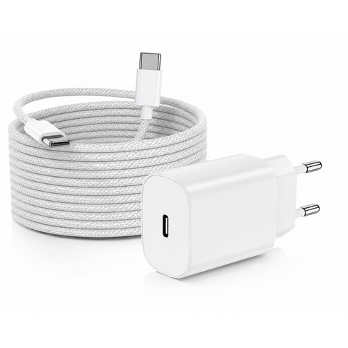 GaN PD3.0 PPS 25W 휴대폰 c타입 초고속 충전기 + 60W 고내구성 ctoc 케이블, 1세트, 화이트3M