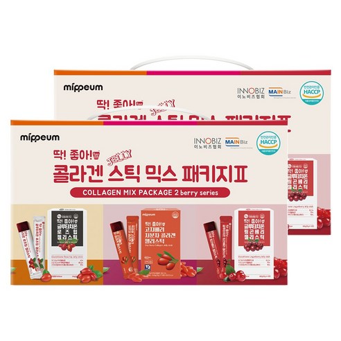 미쁨생활건강 딱좋아 콜라겐 스틱 믹스 패키지 시즌2 로즈힙+링곤베리+고지베리 세트, 900g, 2개 - 히알루론산/콜라겐 | 쿠팡