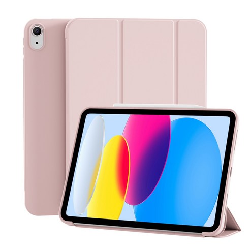 iPad 보호 케이스 자동 잠자기/깨우기 Apple 5/6/7/8/9/10/11 세대 10.2 Soft TPU Air/4/5/6/7 얇고 가벼운 보호 케이스 10.9인치에 적합, 분홍색, 1개