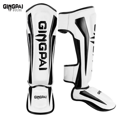 GINGPAI 깅파이 일체형 정강이 보호대 킥복싱 MMA 무에타이 격투기 태권도 보호용품 GDYHTWDFP, 1세트, 화이트