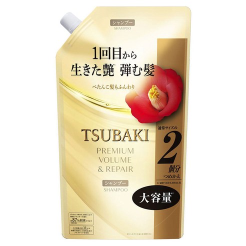 TSUBAKI (츠바키) 프리미엄 볼륨&리페어 샴푸 리필 대용량 600ml, 1개