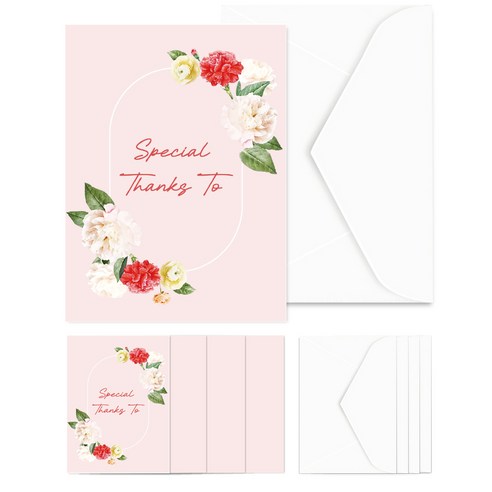 스페셜땡스투 카네이션 미니 카드+봉투세트 감사카드_어버이날 스승의날 카드, 5개