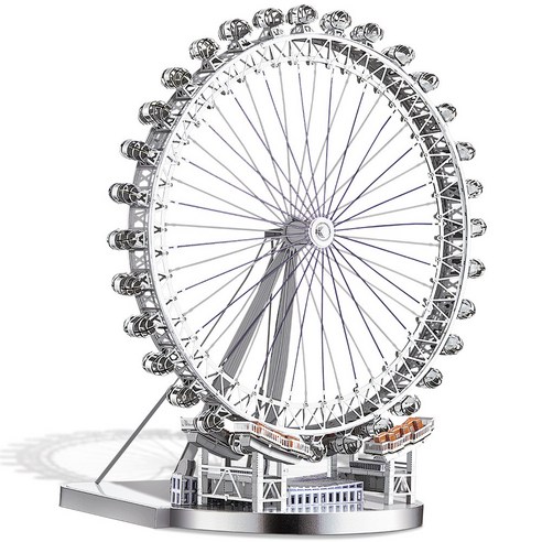 피스쿨 3D 메탈 입체 퍼즐 영국 런던아이 Large 랜드마크 모형 DIY 조립 키트, 혼합, 1개, 141피스