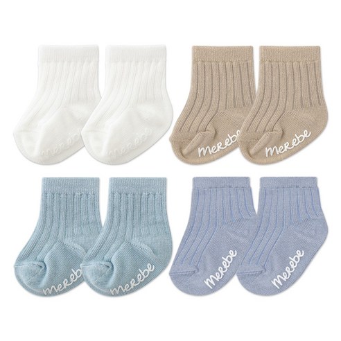 메르베 영유아 미끄럼방지 골지양말 4종 세트 국내생산 100%