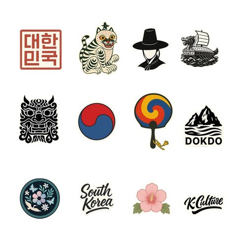 대한민국 감성 빅사이즈 캐리어 스티커 12종, 12개, 기본